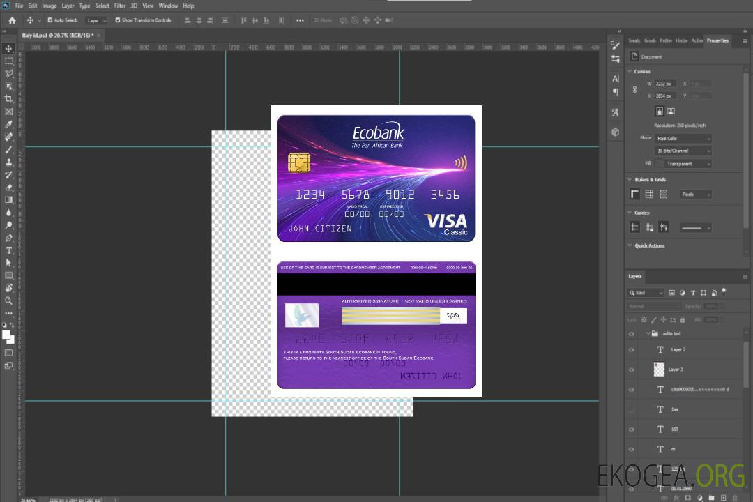 Carte visa classique Ecobank Soudan du Sud template Carte visa classique Ecobank Soudan du Sud template